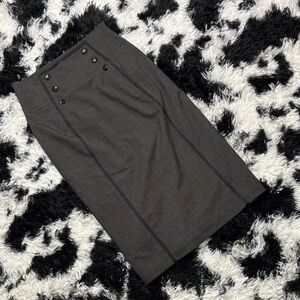 Worthington Charcoal Pencil Skirt with Button Detail Vintage